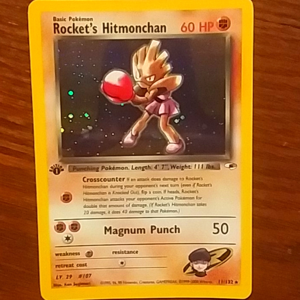 1st edition holo Rockets Hitmonchan MINT CONDITION